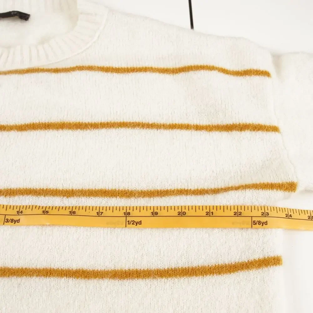 J Crew Alpaca Striped Orange Ivory Cream Crewneck Sweater Womens Sz S - Picture 3 of 11